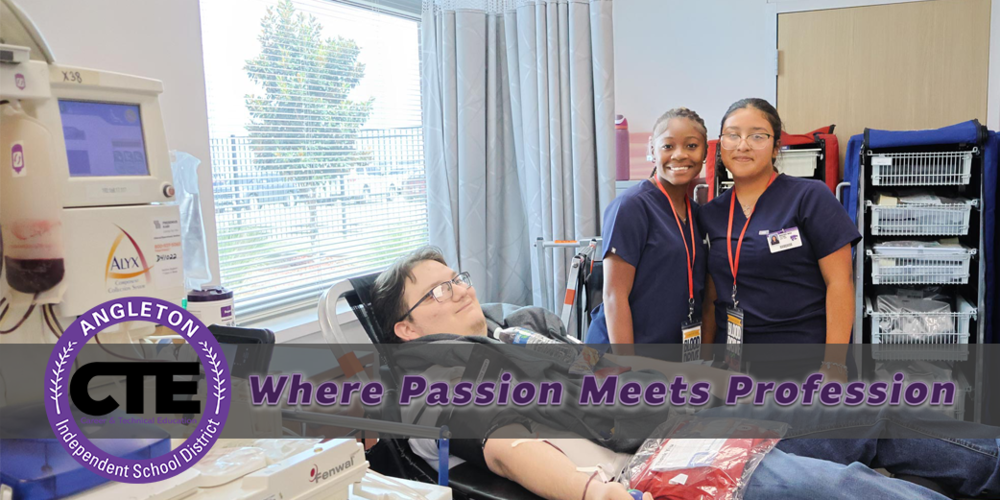 AHS student donates blood while Health Science students help