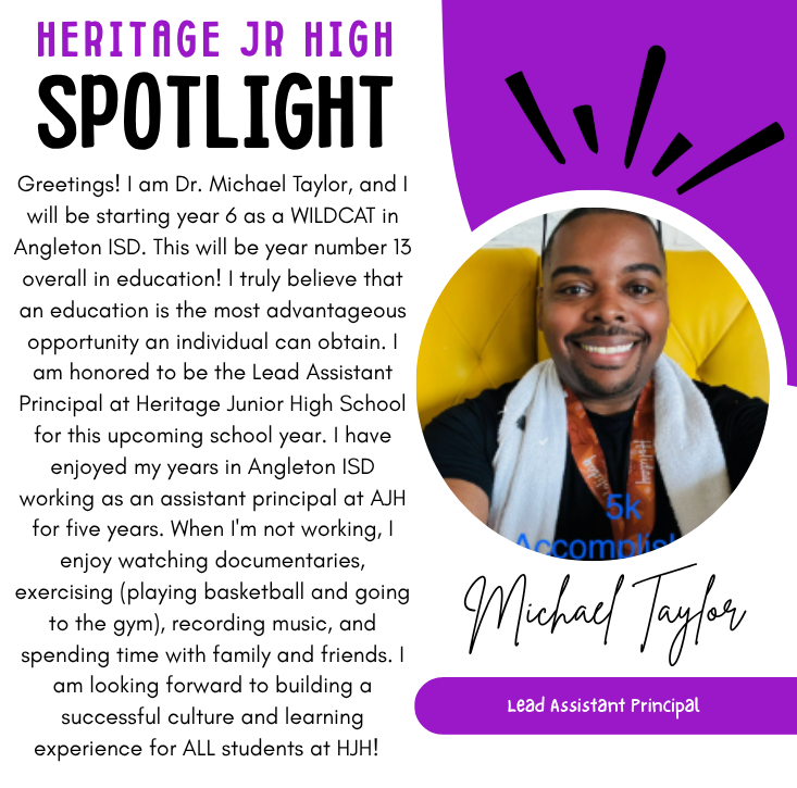 Please welcome Dr. Michael Taylor to Heritage Junior High!