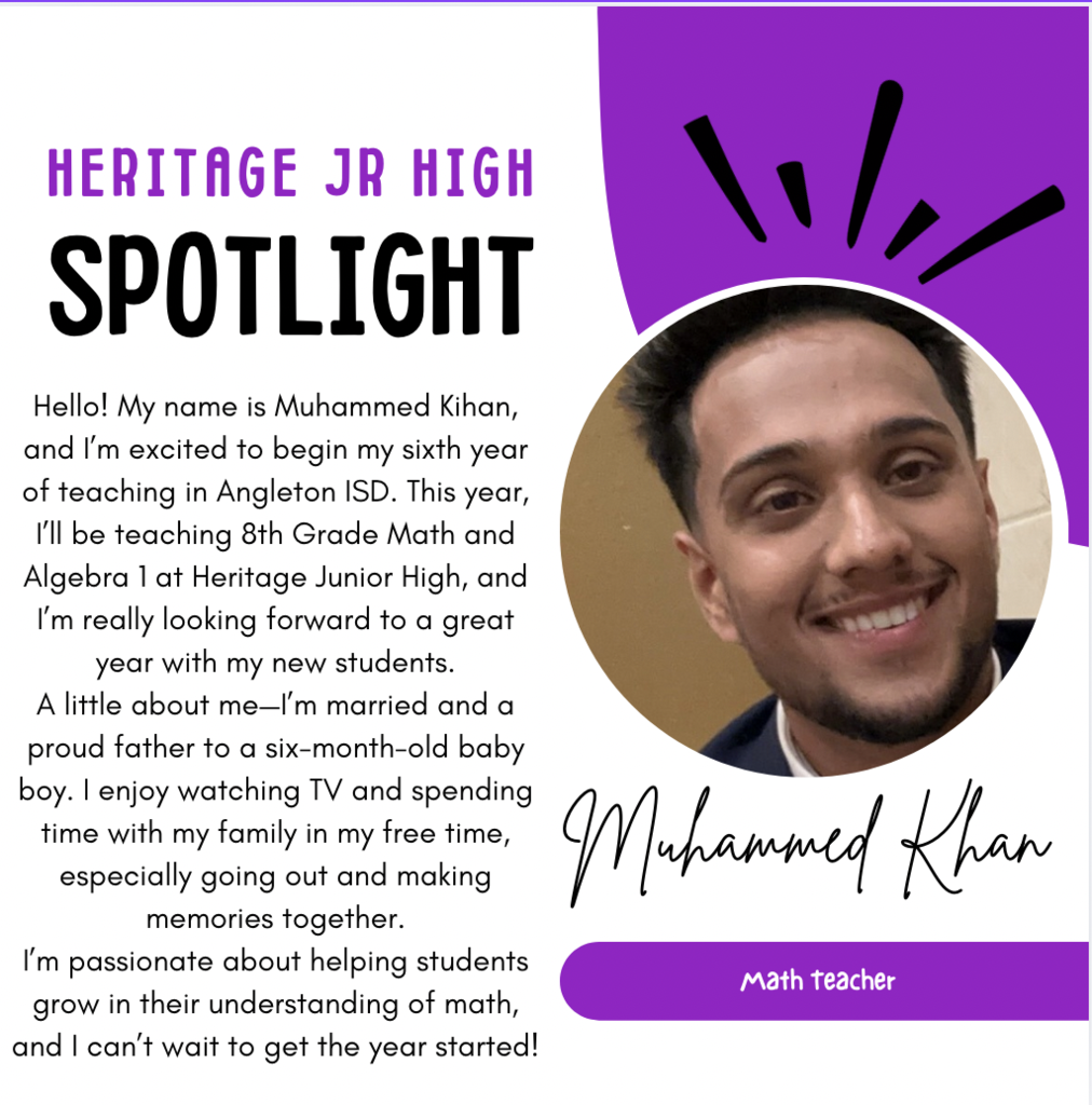 Please welcome Mr. Khan to Angleton Junior High!
