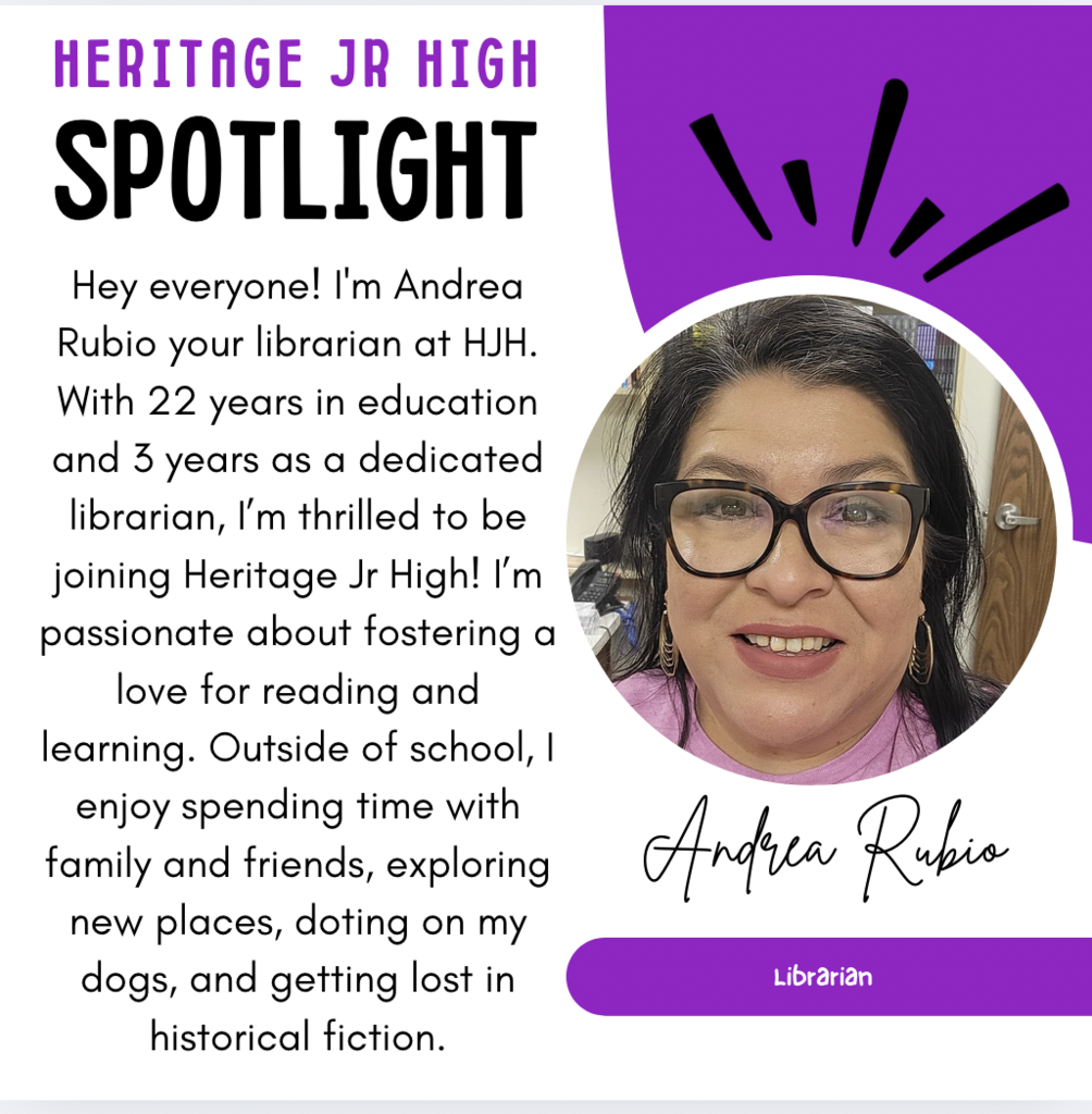Please welcome Ms. Rubio to heritage Junior High!
