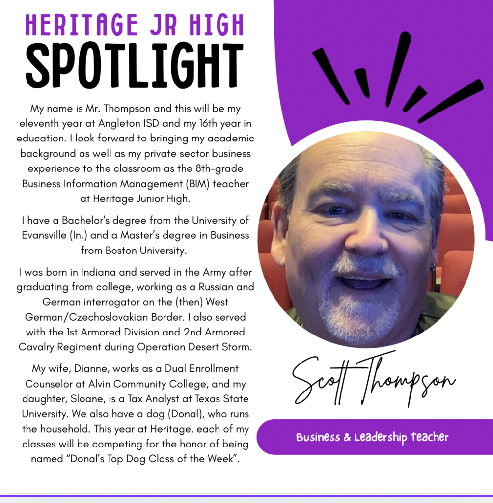 Please welcome Mr. Thompson to Heritage Junior High!