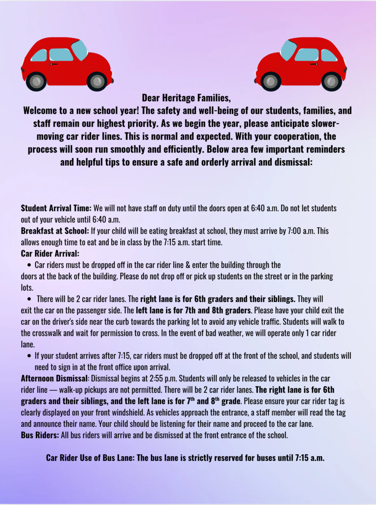 Drop off and pick-up directions