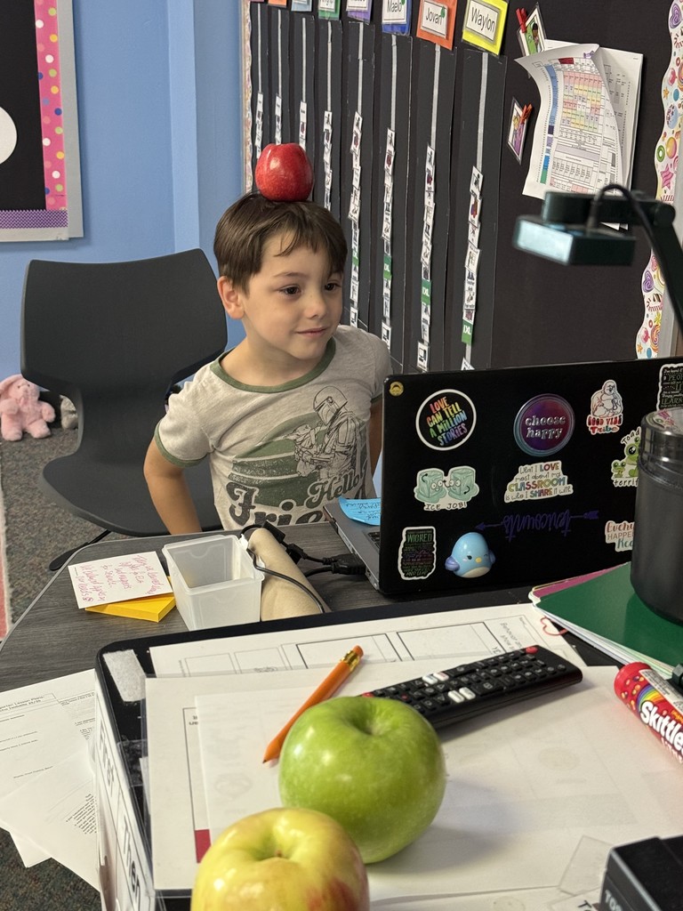How do you celebrate Johnny Appleseed Day? With an apple on your head, of course! Mrs. Counts' class is crushing this challenge and making learning memorable. We love seeing all the great things happening in our classrooms! #DailyGreatness #SchoolSpirit #KindergartenRocks #AppleChallenge #CommunityInvolved