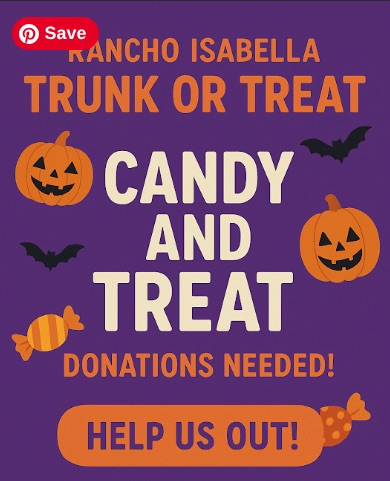 We will accept and greatly appreciate any donated candy to help make this event a success. We do ask that common allergens such as nuts are avoided. You can send any donations with your student to bring to the library. Rancho Trunk or Treat 2025!