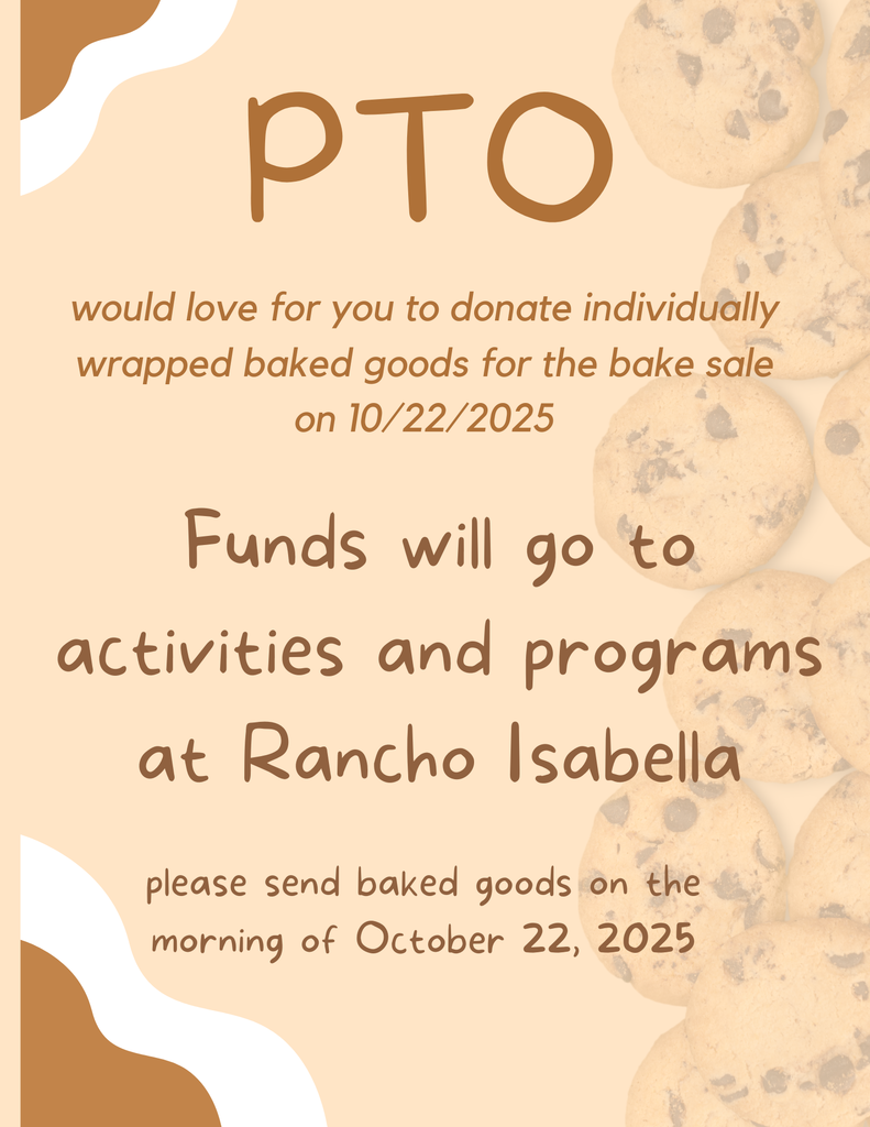 PTO will be having a bake sale this Wednesday the 22nd. Please send any baked goods donations to the school on the morning of the bake sale.