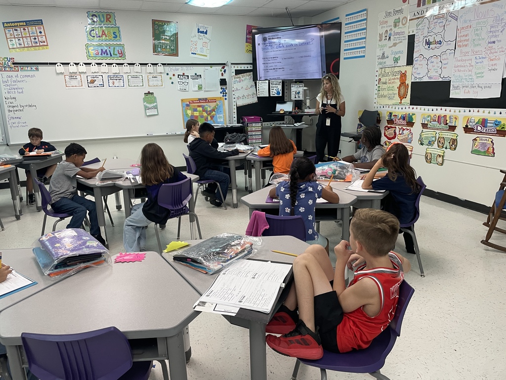 Grammar power in Ms. Brown's 2nd grade class! Our students were focused and engaged today, diving into their grammar journals to strengthen their language skills. It's awesome to see those hands go up with brilliant answers!  #DailyLearning #2ndGradeRocks #Grammar