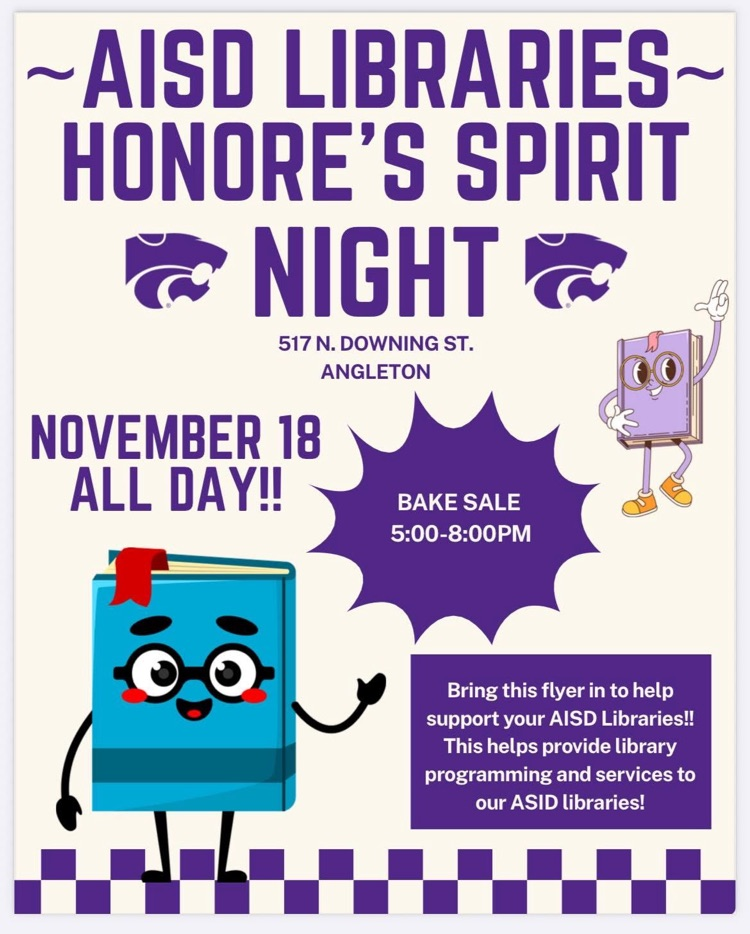 Bake sale and Honroes delicious dishes! Come out and support library programs and AISD this coming Tuesday!