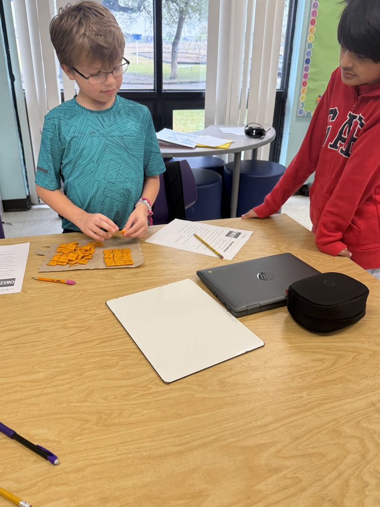 Our 5th graders got a "taste" of geometry as they used Cheez-Its to review area and perimeter. This hands-on activity helped students visualize how square units fill a space (area) and how linear units wrap around the outside (perimeter). We are officially fueled up and ready to start our new math module!