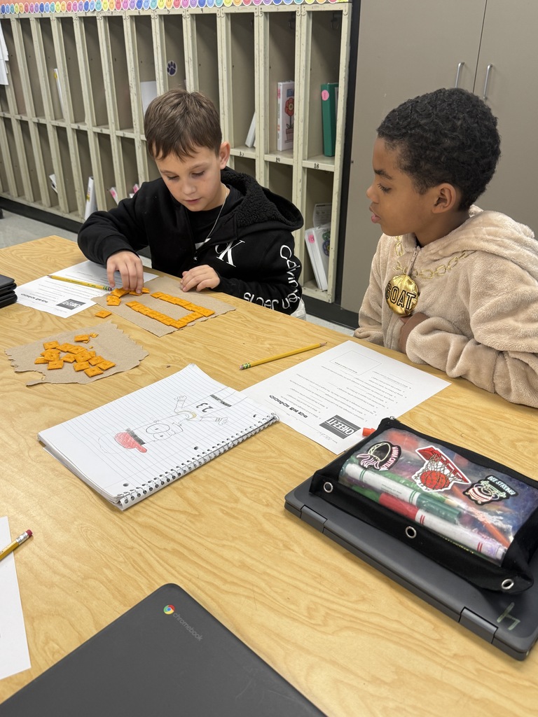 Our 5th graders got a "taste" of geometry as they used Cheez-Its to review area and perimeter. This hands-on activity helped students visualize how square units fill a space (area) and how linear units wrap around the outside (perimeter). We are officially fueled up and ready to start our new math module!