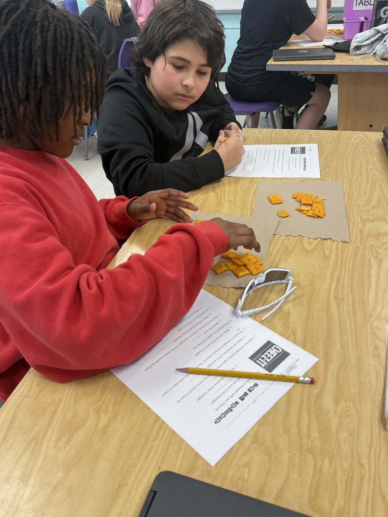 Our 5th graders got a "taste" of geometry as they used Cheez-Its to review area and perimeter. This hands-on activity helped students visualize how square units fill a space (area) and how linear units wrap around the outside (perimeter). We are officially fueled up and ready to start our new math module!