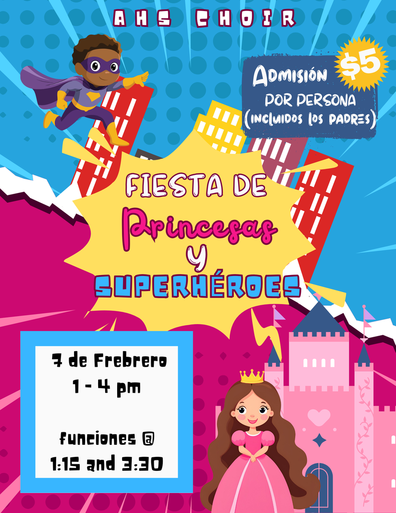 At AHS, there is always something amazing happening! Our Choir students have been working incredibly hard to put together a magical experience for the community for this coming Saturday.   Beyond just a party, this is a chance to see our talented performers in action during the 1:15 and 3:30 showtimes. Come support the arts and enjoy a fun-filled afternoon with the kids!  ✨ New Date: Feb 7th ✨ Location: AHS ✨ Entry: $5 (includes parents!)