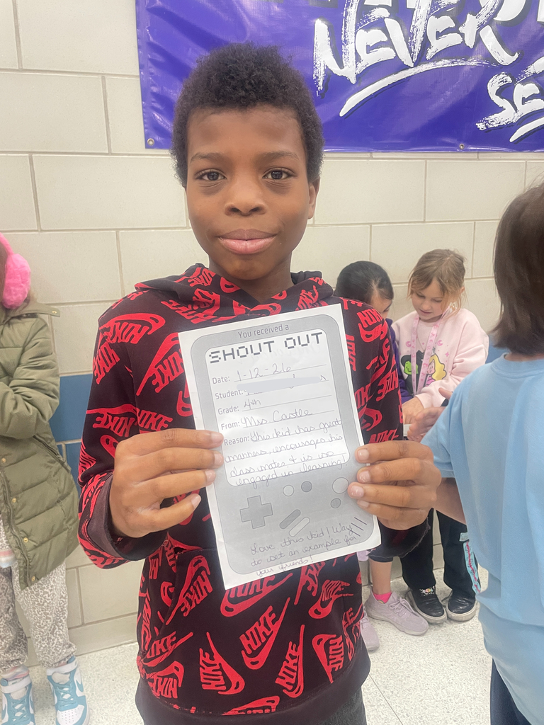 It is time to celebrate! These students (and staff!) have gone above and beyond, and we are so proud to share this week's Shout Outs. From showing great manners and encouraging classmates to hitting huge reading milestones, these individuals are leveling up and making our school a better place every day.