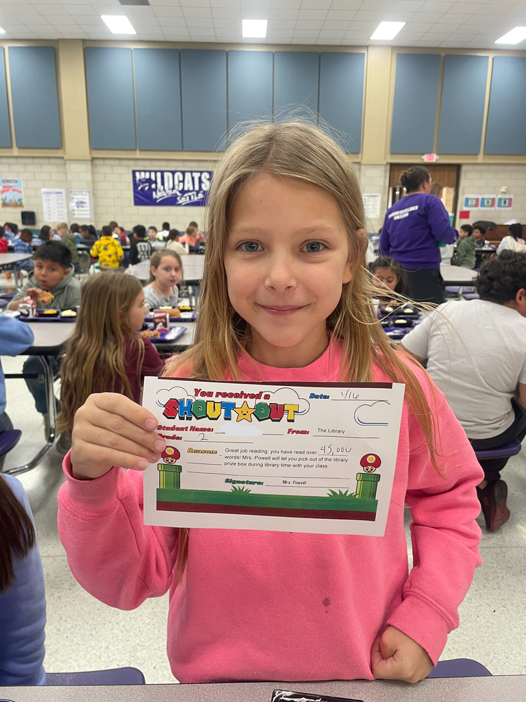 From the library to the cafeteria, our "Shout Out" winners are making a difference every single day. We are so proud of our students for their massive reading gains, their kindness toward others, and their leadership in starting new clubs.