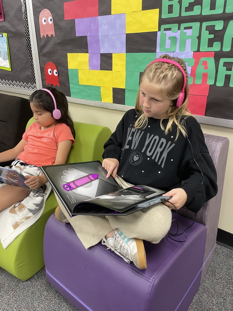 Big things are happening in our library! We are so excited to introduce our brand-new VOX Books! These "books that talk" allow our students to listen to a professional narration while they follow along with the physical pages, helping to boost literacy and confidence.  This was made possible through a wonderful partnership between Mrs. Kluttz and our Librarian, Mrs. Powell, who successfully applied for a grant through the Education Foundation.  Check out these photos from our "Launch Day!" A few lucky students were selected to be our "First Listeners" and official product testers. From the smiles on their faces, we think these books are going to be a huge hit!