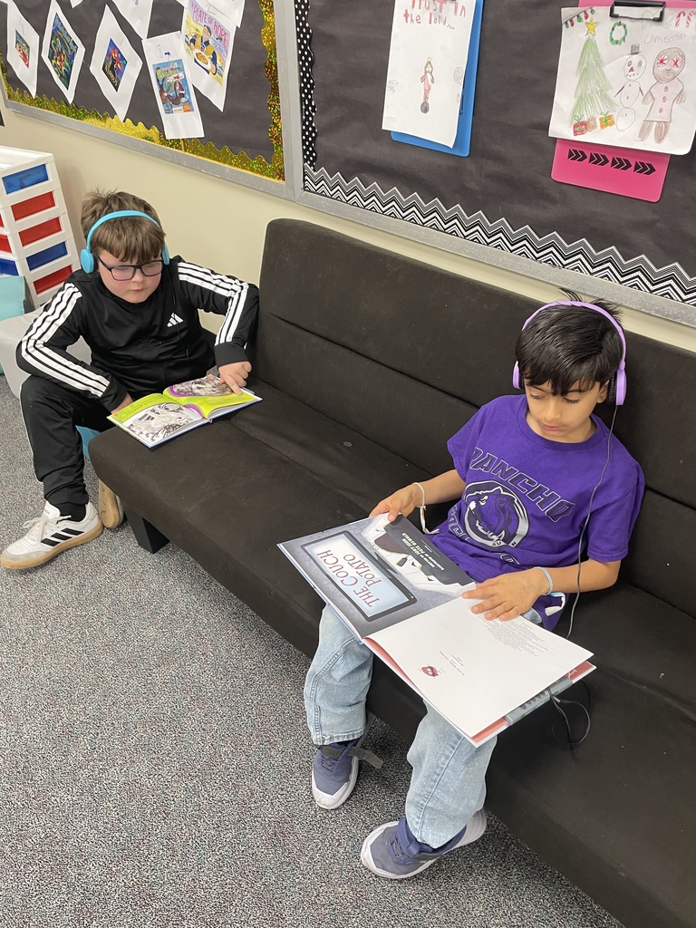 Big things are happening in our library! We are so excited to introduce our brand-new VOX Books! These "books that talk" allow our students to listen to a professional narration while they follow along with the physical pages, helping to boost literacy and confidence.  This was made possible through a wonderful partnership between Mrs. Kluttz and our Librarian, Mrs. Powell, who successfully applied for a grant through the Education Foundation.  Check out these photos from our "Launch Day!" A few lucky students were selected to be our "First Listeners" and official product testers. From the smiles on their faces, we think these books are going to be a huge hit!