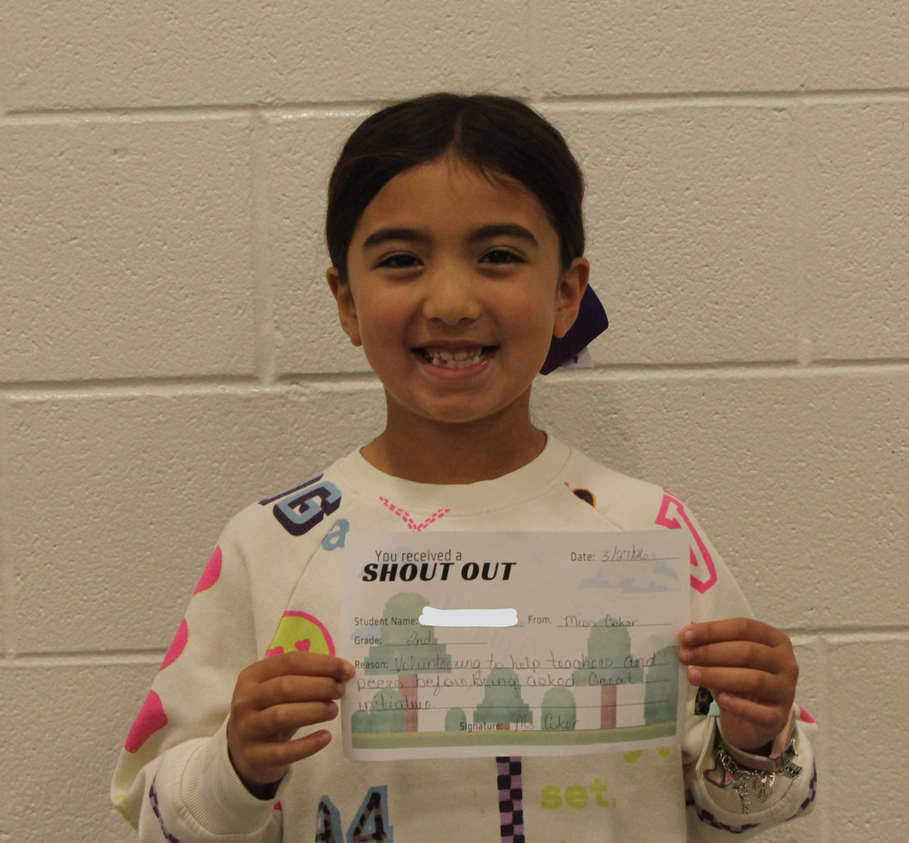 Walk through our doors on any given day and you’ll see greatness in action! Whether it’s excelling in academics or showing exemplary character, we love taking a moment to give our students the 'Shout Out' they deserve. 