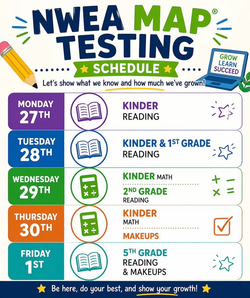 Testing Schedule for next week