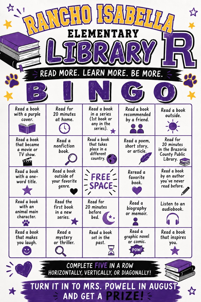 Summer Reading Bingo! Start next year off with a reading prize from the library.