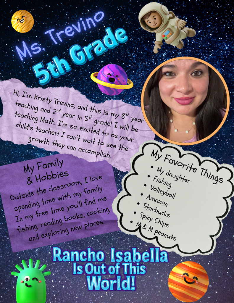 5th grade is a big milestone year, and our students are in fantastic hands with Ms. Trevino and Ms. Monroe leading the way! Together, this power team brings years of experience to Rancho Isabella, specializing in deep-dive learning, critical thinking, and preparing our oldest elementary leaders for their big transition to junior high. From tackling complex math problems to diving into science and reading, they are focused on helping every child reach their full potential.