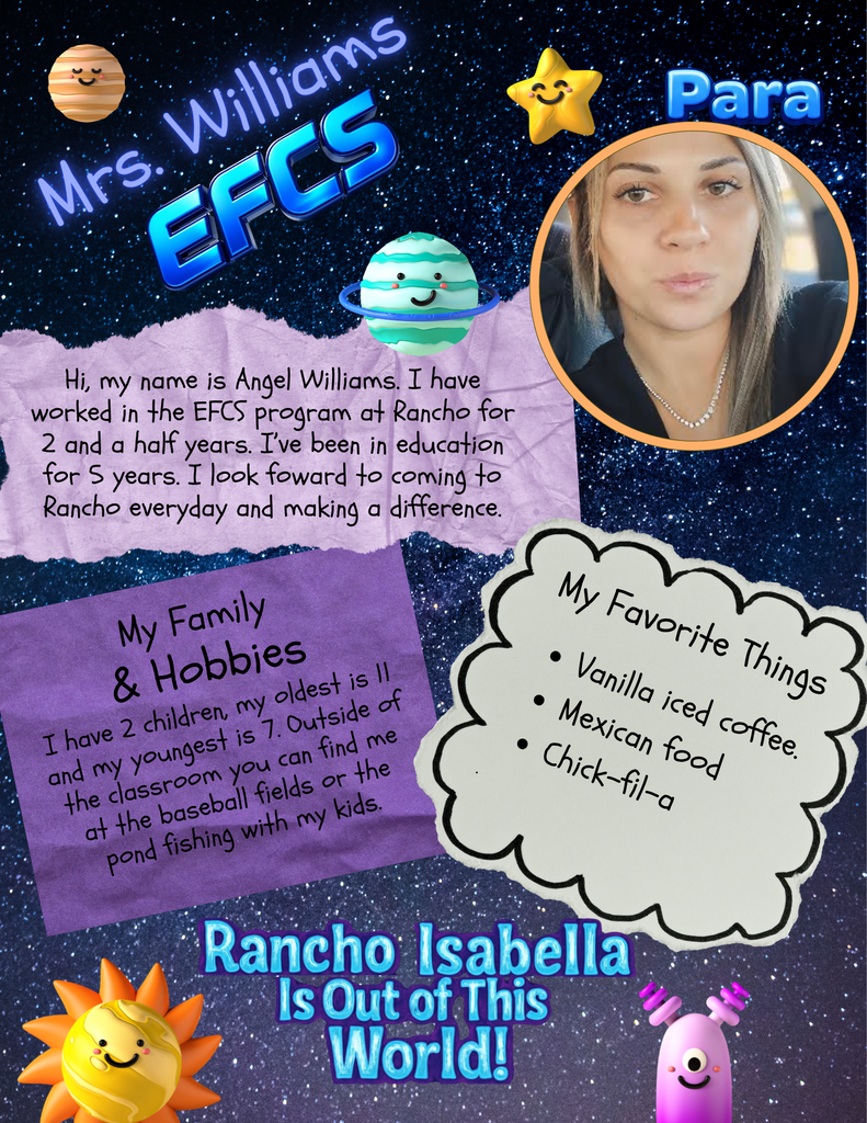Help us give an "Out of This World" welcome to Mr. Rice, Ms. Gonzales, and Mrs. Williams for the 2026–2027 school year! With Mr. Rice bringing over 10 years of teaching experience alongside his love for fantasy books and woodworking, Ms. Gonzales entering her 2nd year in EFCS with a passion for movie nights and half-and-half tea, and Mrs. Williams bringing 5 years of education experience, vanilla iced coffees, and time spent fishing or at the baseball fields, our upper-elementary students are set up for an incredible year of learning and growth! 