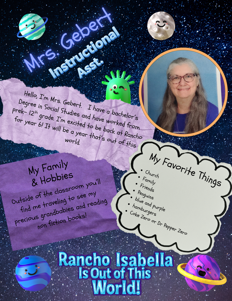Help us give an "Out of This World" welcome to our amazing front office team for the 2026–2027 school year! 🚀 With Mrs. Buentello (Campus Secretary/Registrar) bringing nearly 30 years of experience to Rancho alongside her love for family time, gardening, cooking, and Hallmark movies, Ms. Dorsey (Office Asst.) returning for her 3rd year with a passion for Astros baseball, movies, reading, and spending time with her 3 kids, Mrs. Dietz (Nurse) marking 10 years with Angleton ISD and 30+ years as an LVN while loving baking, sewing, and mysteries, Mrs. Gebert (Instructional Asst.) returning for year 6 with her love for traveling to see her grandbabies, penguins, and non-fiction books, and Mrs. Perez (Attendance Clerk, previously Coach Perez) stepping into her new office role while studying business management, hand crocheting, and cheering on her kids in sports, our front office is ready to greet you with warmth and support all year long! 🌟