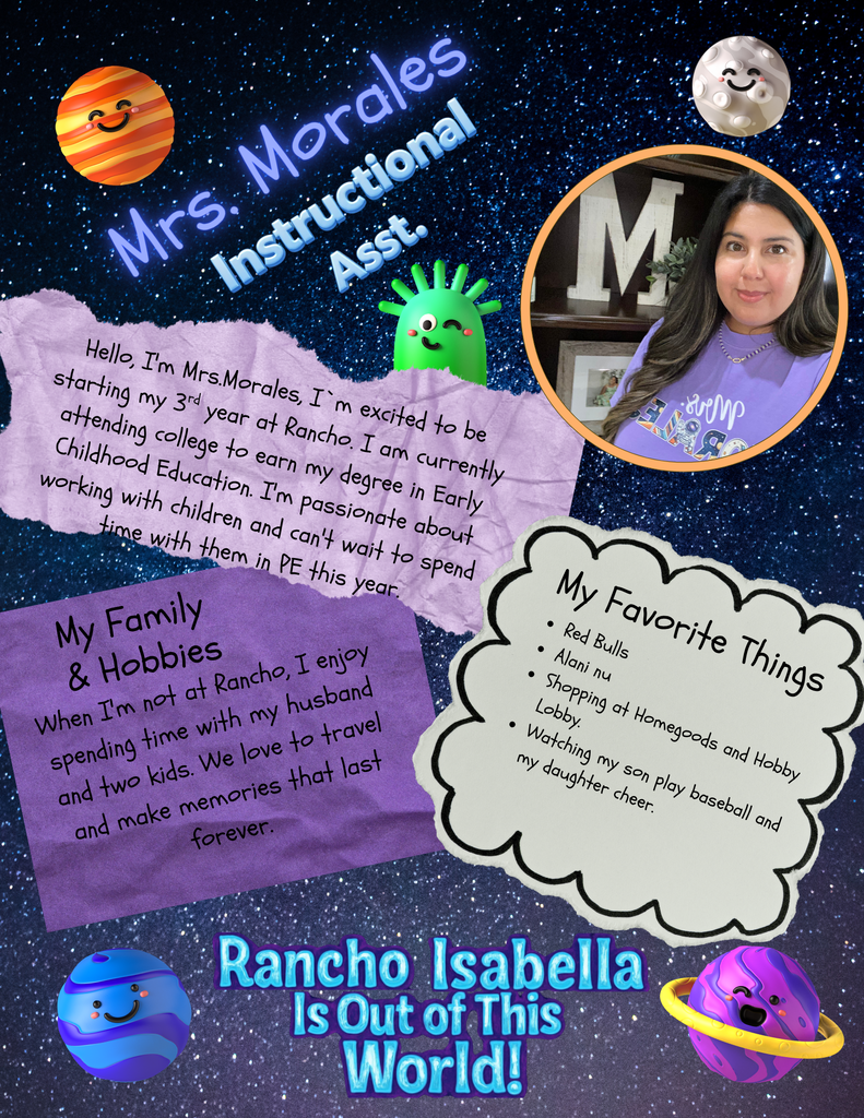 Help us give an "Out of This World" welcome to our Specials team—Mrs. Powell (Librarian), Coach Braun (P.E.), Mrs. Ransier (Music), and Mrs. Morales (P.E. Asst.)—for the 2026–2027 school year! 🚀 With decades of experience, a shared passion for connecting with students, and hobbies ranging from audiobooks and live music to cooking and family sports, this incredible team is ready to keep our kids creative, active, and inspired all year long! 🌟
