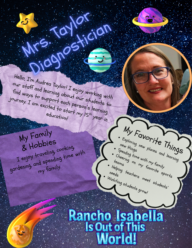 Help us give an "Out of This World" welcome to our Intervention & Support Team—Mrs. Mancuso (Interventionist), Mrs. Valdez (Dyslexia Coach), and Mrs. Taylor (Diagnostician)—for the 2026–2027 school year! With decades of experience between them, this dedicated team brings immense passion to helping every student grow, learn, and succeed. Whether they are supporting reading, creating custom learning plans, or cheering on their own families at game nights and sports events, they are dedicated to giving our students an incredible foundation to reach new heights this year! 