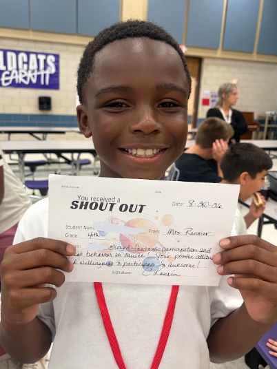 Shout-out to this amazing 4th grader for bringing such great energy to class! Mrs. Ransier gave him a special shout-out for showing fantastic participation, great behavior, and a positive attitude in Music class. Way to jump in, participate, and make learning fun!