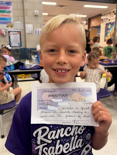 Big shout-out to this awesome 1st grader for making smart decisions! Mrs. Castle wanted to recognize him for making a great choice at lunch, and we couldn't be prouder. Making good choices—even during lunchtime—shows true character and leadership. Keep shining bright!