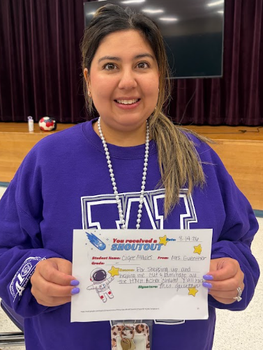 Shoutouts aren’t just for students—our staff shines bright, too! Huge thanks to Ms. Cigee for stepping up to help prep teaching materials (cutting and laminating anchor charts) for her fellow teammate, Mrs. Guenther! It takes a village, and we love seeing our school family support one another.