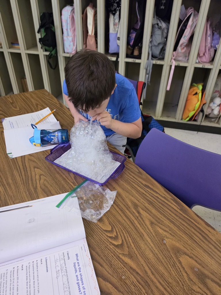 Science in action! Mrs. Edwards' 3rd graders spent the day exploring the states of matter. Through hands-on experiments, our young scientists trapped gases in bubble structures to answer the big question: What are the shapes of solids, liquids, and gases? Way to go, future scientists!