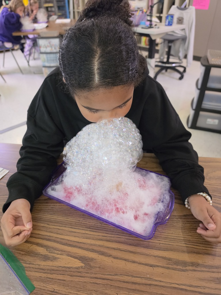 Science in action! Mrs. Edwards' 3rd graders spent the day exploring the states of matter. Through hands-on experiments, our young scientists trapped gases in bubble structures to answer the big question: What are the shapes of solids, liquids, and gases? Way to go, future scientists!