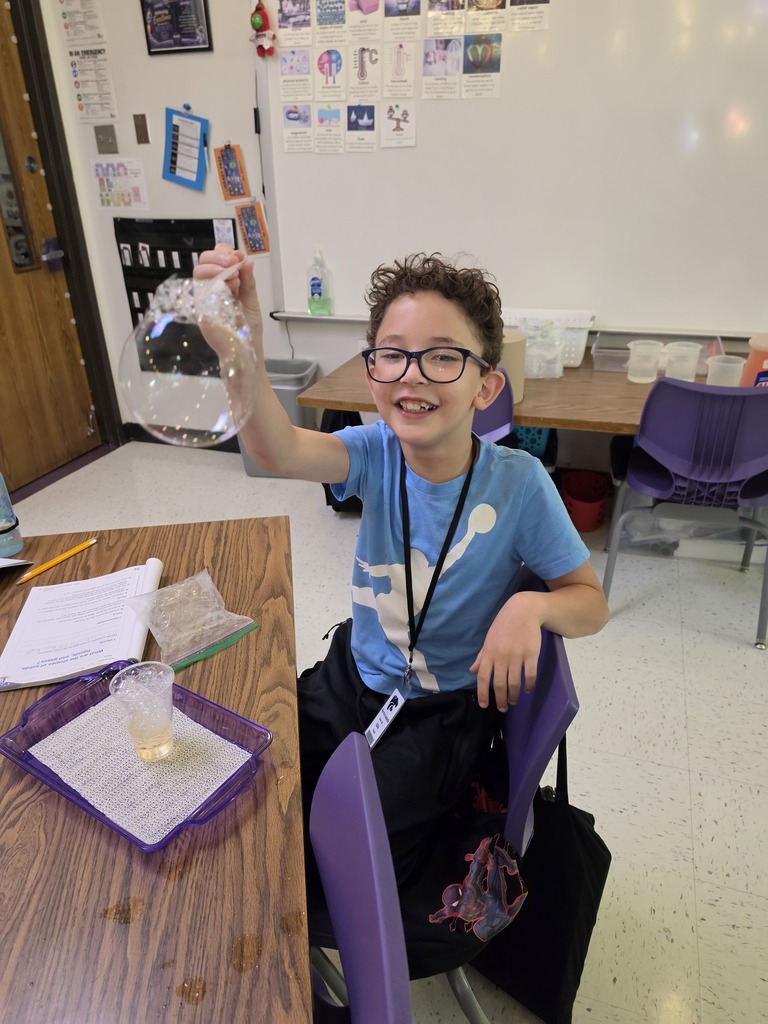 Science in action! Mrs. Edwards' 3rd graders spent the day exploring the states of matter. Through hands-on experiments, our young scientists trapped gases in bubble structures to answer the big question: What are the shapes of solids, liquids, and gases? Way to go, future scientists!
