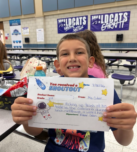 Big shoutout to this awesome 3rd grader for showing true character and leadership! 🌟 He earned a special Shoutout from Ms. Coker for going above and beyond—picking up trash in the cafeteria during lunch, even when it wasn't his! 🗑️✨