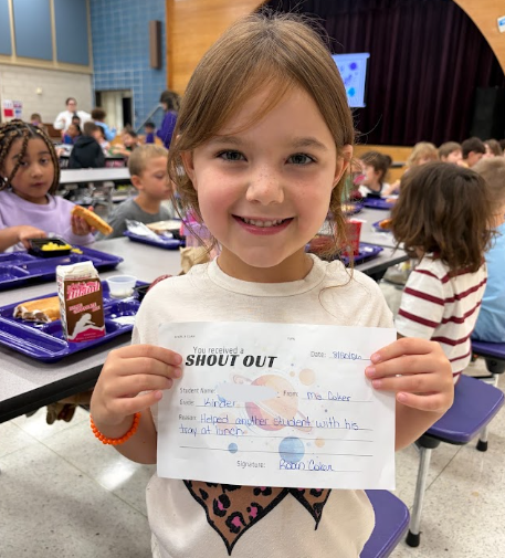 Way to go! Celebrating this amazing kindergarten student for stepping up to lend a helping hand during lunch! Helping a friend with their tray is true kindness in action. We are so proud of your big heart and positive example!
