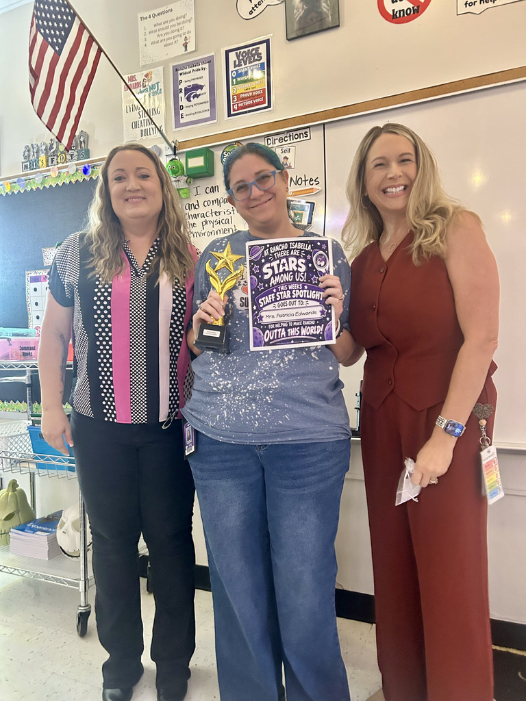 Shining a light on the incredible people who make Rancho Isabella such a special place! Help us congratulate Mrs. Patricia Edwards, our very first Staff Star Spotlight recipient for 2026! Thank you, Mrs. Edwards, for your dedication, hard work, and for helping to make our school out of this world!