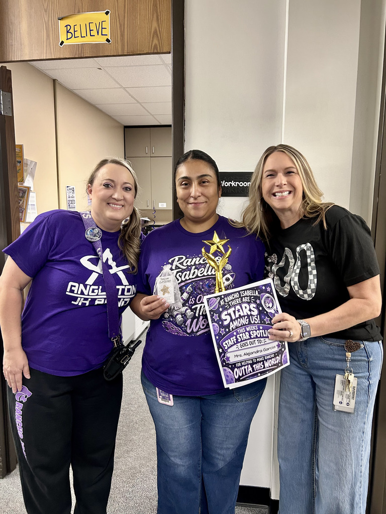 At Rancho Isabella Elementary, we have true stars among us! Congratulations to Mrs. Alejandra Garcia for receiving this week’s Staff Star Spotlight award! Thank you for going above and beyond every single day to help make Rancho Isabella out of this world!