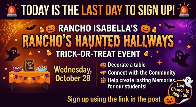 Last day to register, registration ends today at 4pm