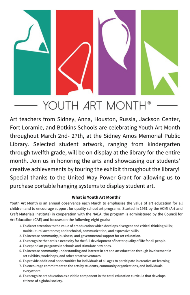 Sidney Public Library for Youth Art Month