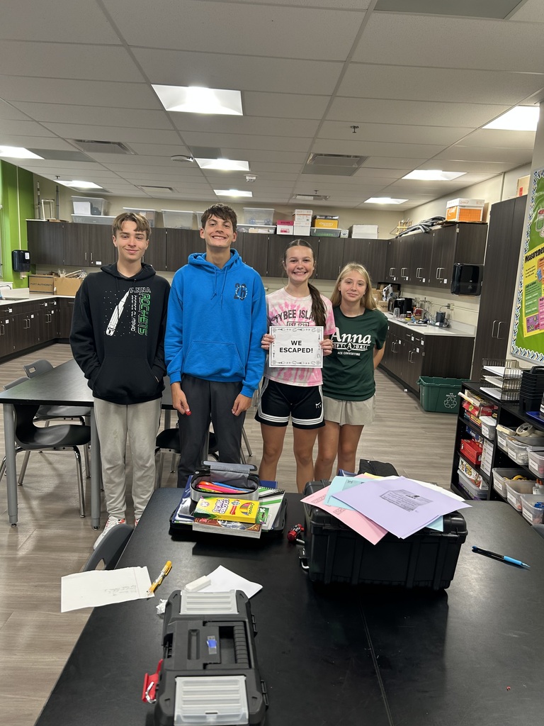 These 8th grade students solved puzzles the fastest to win the Lab Safety Breakout Box Challenge!