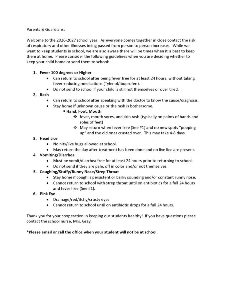nurse letter - when to keep students home - 2026