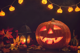 jack-o-lantern and lights