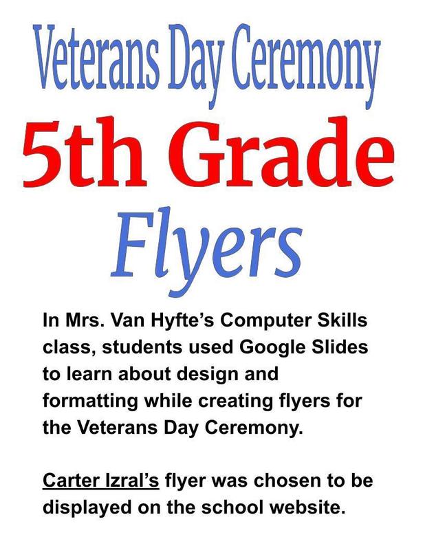 description about the veterans day flyer contest and the winner of Carter Izral