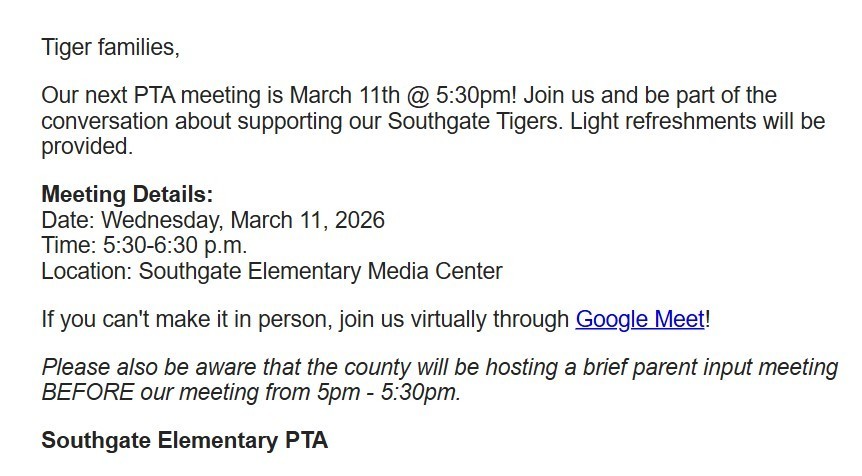 PTA Meeting