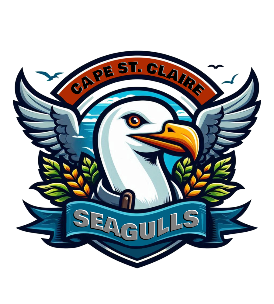 seagull head logo with the words Cape St. Claire Seagulls