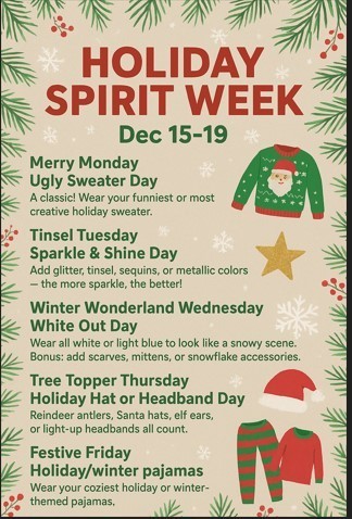 Holiday Spirit Week  Dec 25