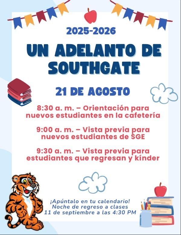 Southgate Elementary School Sneak Peak Spanish