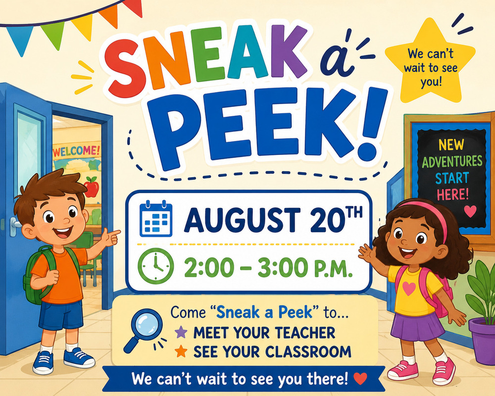 Sneak a Peek Event August 20th at 2:00 p.m.