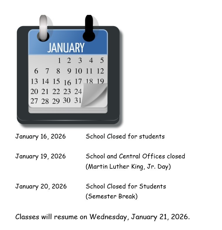 January Days off Calendar