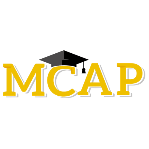 A graduation cap atop the acronym MCAP